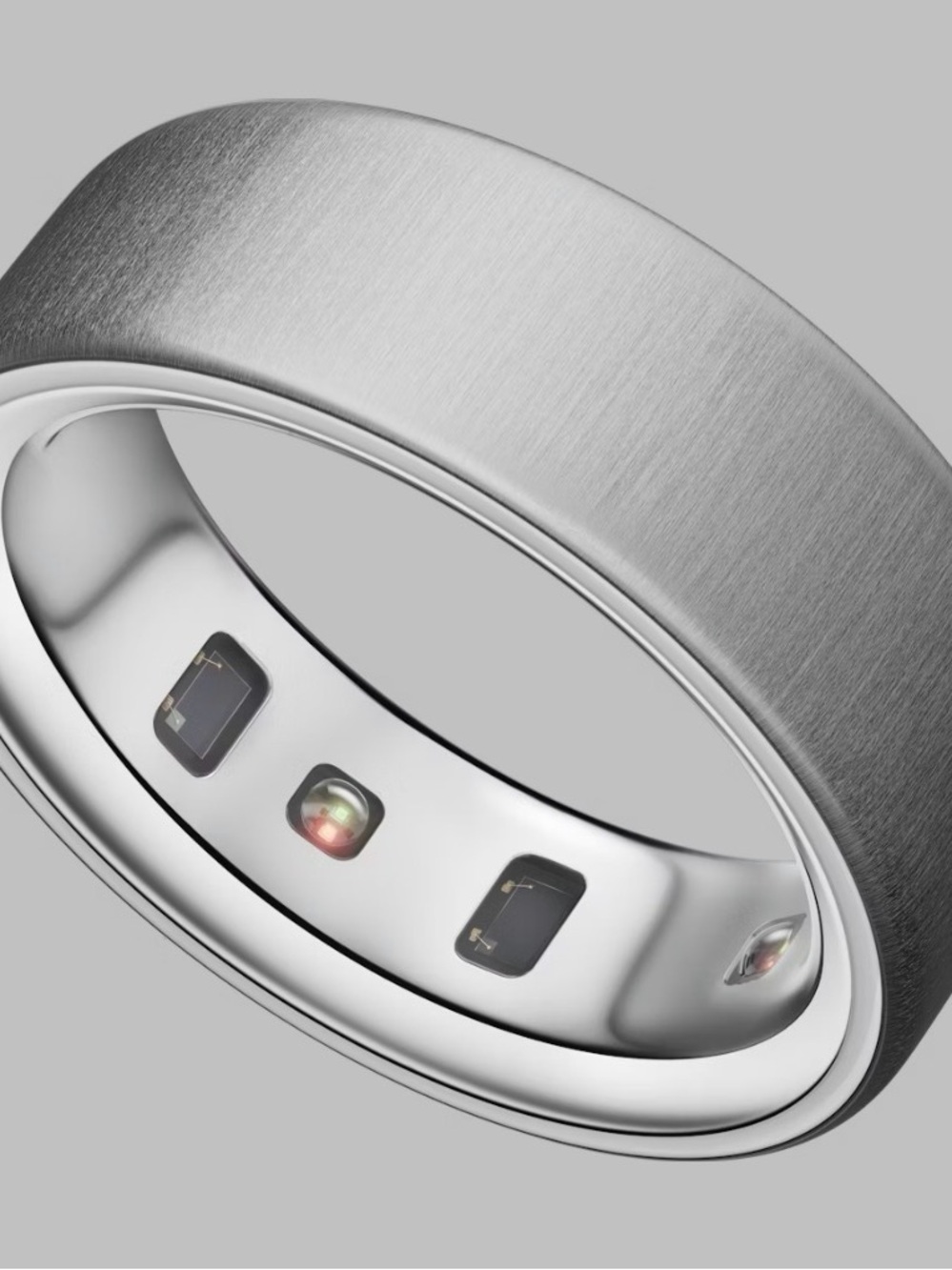 Aura Silver Smart Ring with Brushed Metal Finish